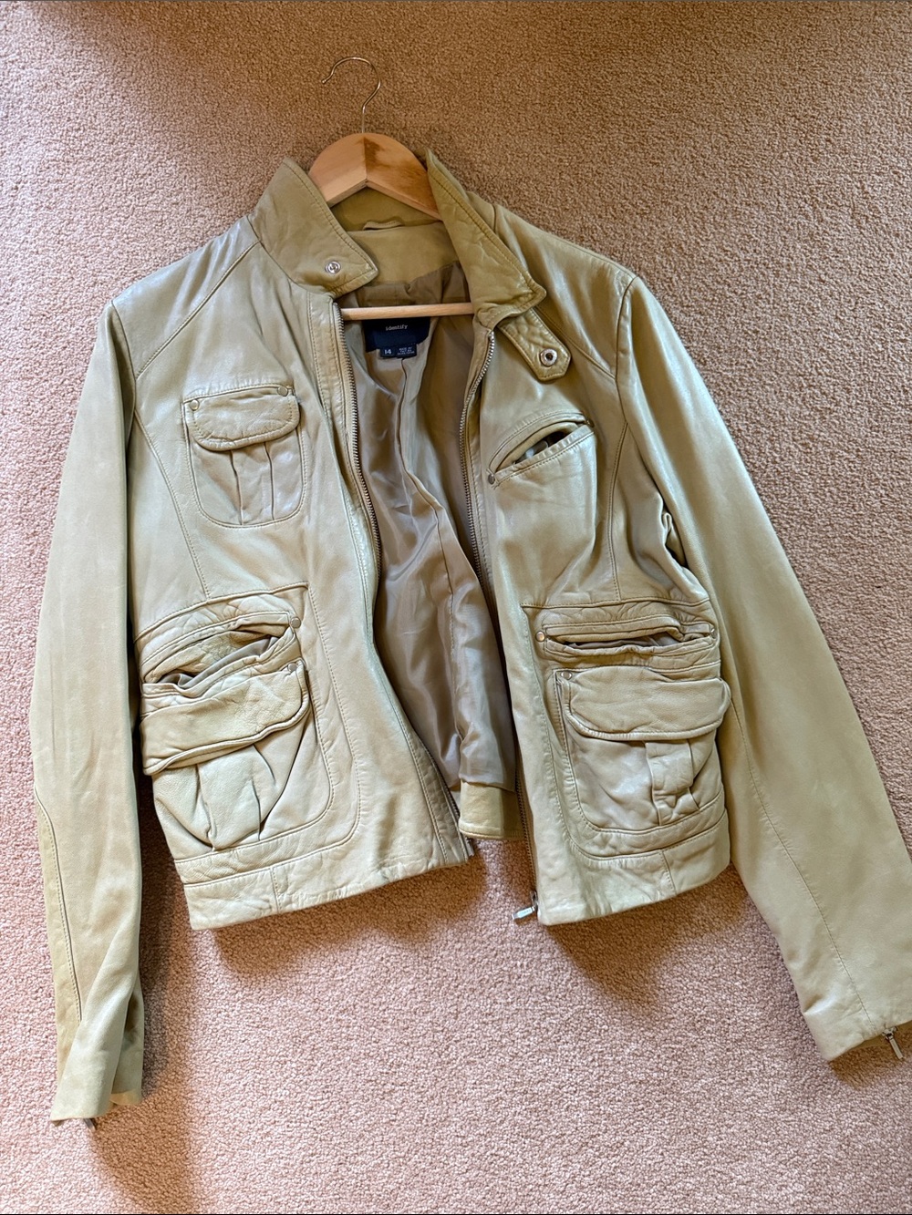 Identify Leather Utility Jacket in Light Olive - Women